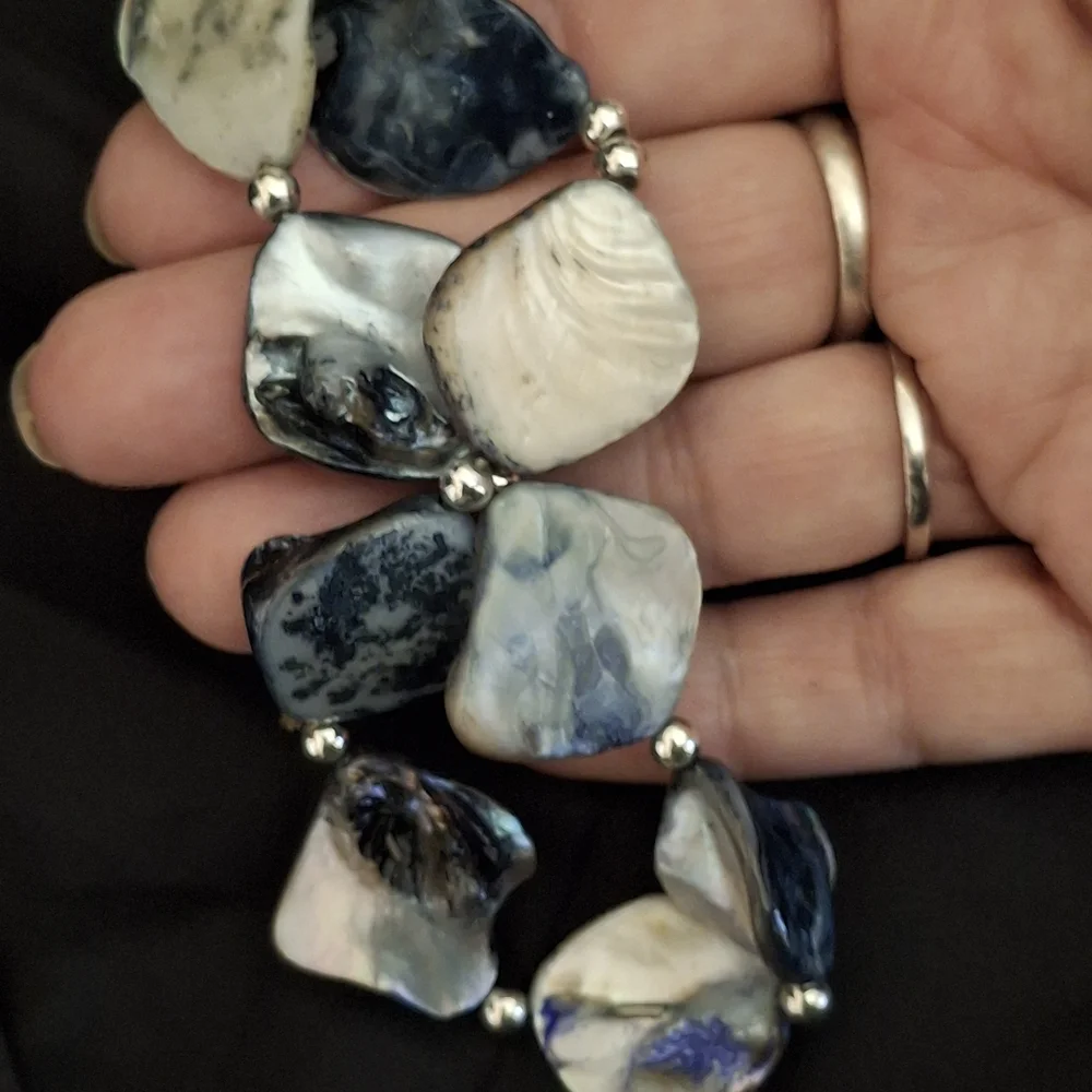 Mother Of Pearl MOP and Silver Women's Stretch Bracelet